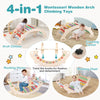 4-in-1 Multifunctional Wooden Climbing Toys with Rocker and Crawling Tunnel-Multicolor