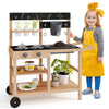 Outdoor Fir Wood Play Kitchen with Blackboard and Planting Pots-Natural