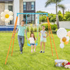 Outdoor Heavy Duty Metal Toddler Swing Set with Stand-Orange