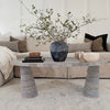 Silver Travertine Vein-cut Coffee Table Conic legs Honed (W)24