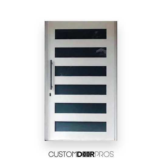 Alister 6-Panel Frosted Glass Pivot Door with L-Hand Inswing