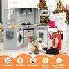 Wooden Kids Play Kitchen Playset with Realistic Lights and Sounds-Gray