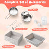 Wooden Kids Kitchen Playset with Chalkboard Ice Maker Sink Lighted Microwave-White