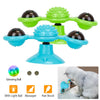 Windmill Cat Toy Turntable Interactive Teasing Pet Toy Wall Mount Turning Tickle Scratch Hair Brush Cat Toy with Catnip Light Ball