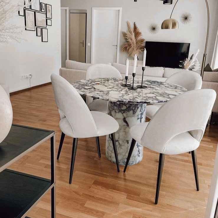 Calacatta Viola Marble Round Dining Table with Round Marble Legs (D)48