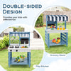 Double-sided Wooden Play Kitchen and Grocery Stand with Stoves for Kids 3+ Years Old