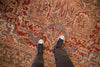 9.5x13 Vintage Distressed Heriz Carpet