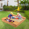 Kids Wooden Sandbox with Bench Seats and Storage Boxes