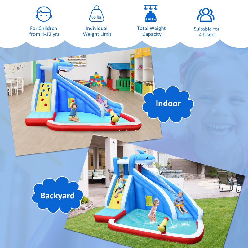 4-in-1 Inflatable Water Slide Park with Long Slide and 735W Blower ...