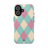 BLUE PINK BEIGE ARGYLE | Tough Phone Case