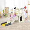6-In-1 Large Slide for Kids Toddler Climber Slide Playset with Basketball Hoop-Yellow