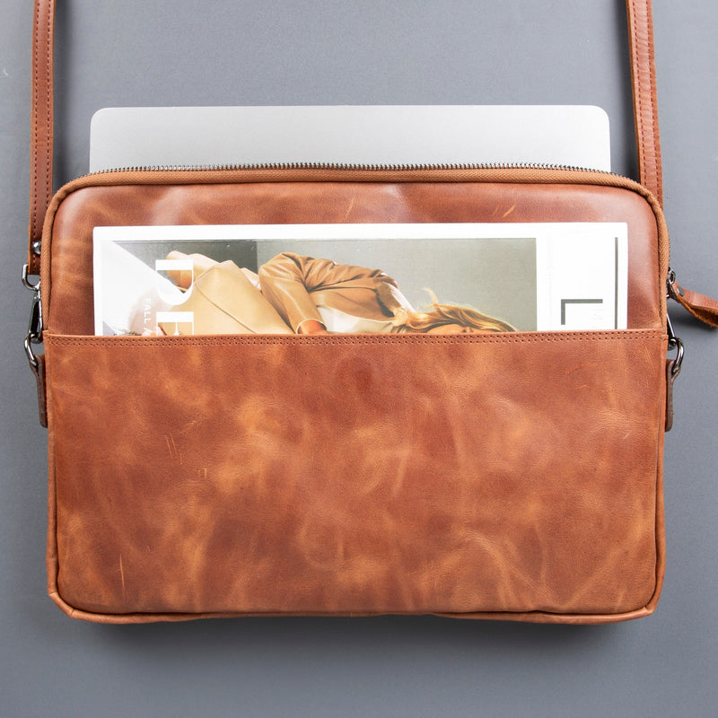 Seward Leather Laptop Bag with Shoulder Strap - MacBook Sleeve 14