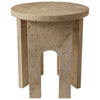 Troia Light Travertine Round End/Side Table U Shape Legs Unfilled, Honed (D)18