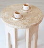Troia Light Travertine Round End/Side Table U Shape Legs Unfilled, Honed (D)18