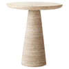 Troia Light Travertine Round End/Side Table Conic Shape Leg Honed (D)18