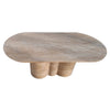 Tuscany Walnut Travertine Vein-cut Oval Shape Coffee Table Wavy Legs (W)20