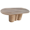 Tuscany Walnut Travertine Vein-cut Oval Shape Coffee Table Wavy Legs (W)20