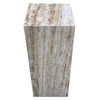Walnut Travertine Vein-cut Cube Design End/Side Table, Nightstand Polished (W)10