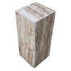 Walnut Travertine Vein-cut Cube Design End/Side Table, Nightstand Polished (W)10
