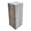 Walnut Travertine Vein-cut Cube Design End/Side Table, Nightstand Polished (W)10