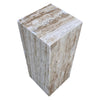 Walnut Travertine Vein-cut Cube Design End/Side Table, Nightstand Polished (W)10