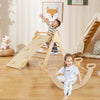 5-in-1 Wooden Kids Climber Toys with Triangle Arch Ramp-Natural
